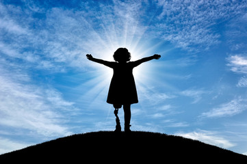 Concept of happy childhood of children with prosthetic legs