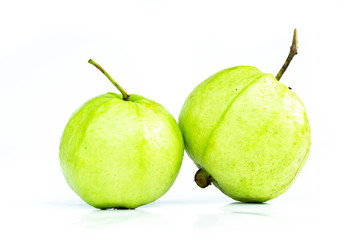Guava (tropical fruit) on white background.