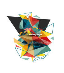 Triangular design abstract background, landing page. Low poly style colorful triangles on white