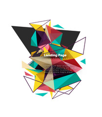 Triangular design abstract background, landing page. Low poly style colorful triangles on white