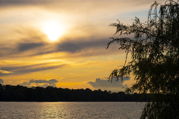 Elk, Poland - Panoramic sunset view over the Elckie lake in the town of Elk © Art Media Factory