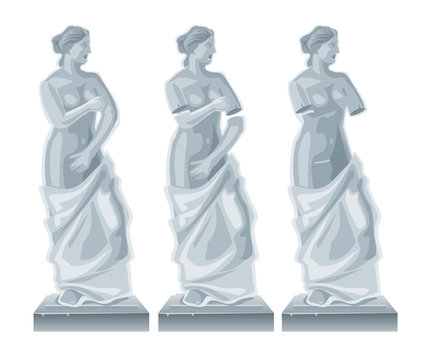 Sculpture Venus - goddess of love.Vector flat isolated illustration on white background