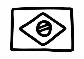 Brazilian flag freehand illustration