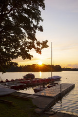 Elk, Poland - Panoramic sunset view over the Elckie lake in the town of Elk © Art Media Factory
