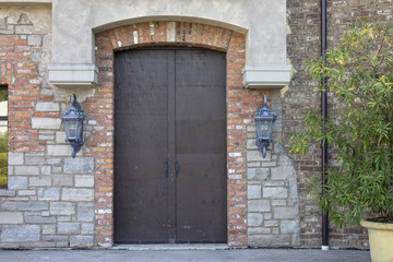 Large Doors on Stone Exterior 