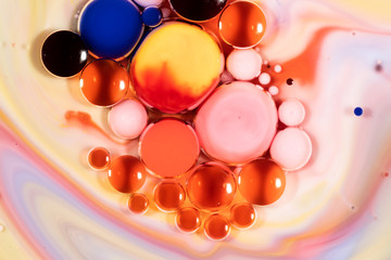 Bubbles flow in oil fat with colorful view.