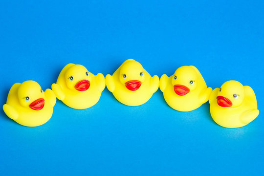 five bath duck toys