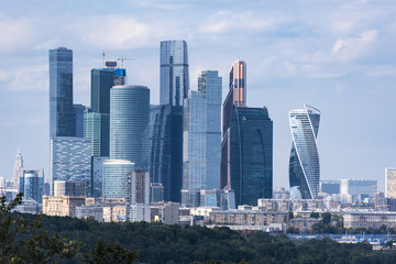 Sparrow Hills in front of Moscow City business centre in Moscow  in Russia