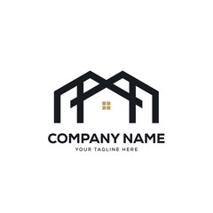real estate logo design vector, initial letter logo m design template