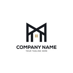 real estate logo design vector, initial letter logo m design template