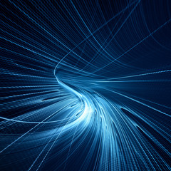 Abstract blue toned background texture on black. Dynamic lines and halftone effects pattern. Detailed fractal graphics. Science and technology concept.