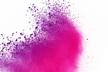 colored powder explosion on white background. Multicolor powder splatted isolate. Colorful cloud....