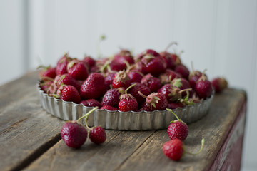 Wild Strawberries in a Pie Tin