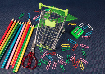 School supplies. A place for an inscription. Back to school.