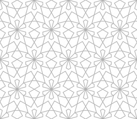 Abstract geometric pattern with crossing grey lines on white background. Seamless linear rapport.