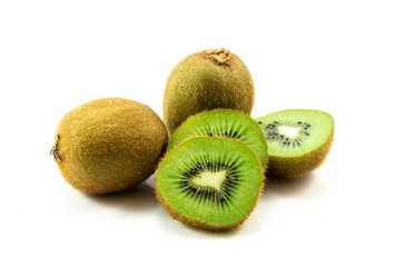 Fresh kiwi fruit isolated on the white background.