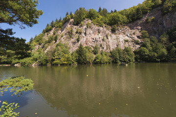 Panoramic view over the Waldenecksee in Baden Baden, Baden-Wuerttemberg, Germany