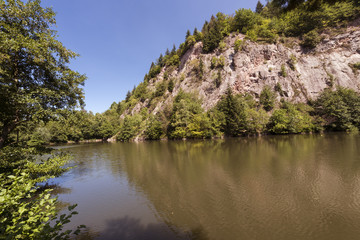 Fototapeta na wymiar Panoramic view over the Waldenecksee in Baden Baden, Baden-Wuerttemberg, Germany