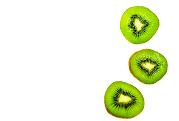 Fototapeta na wymiar Fresh kiwi slice top view isolated on white background