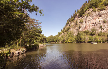 Panoramic view over the Waldenecksee in Baden Baden, Baden-Wuerttemberg, Germany