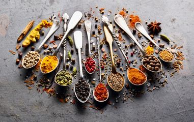 Spices on black baclground