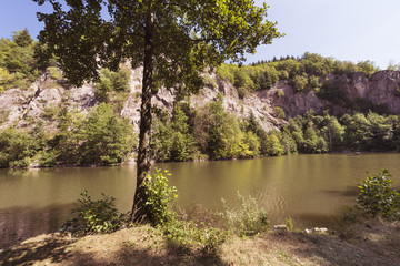 Panoramic view over the Waldenecksee in Baden Baden, Baden-Wuerttemberg, Germany