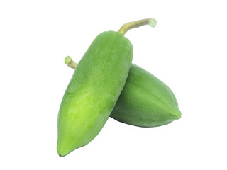 Green papaya fresh isolated on white background