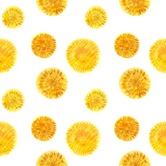 Watercolor seamless pattern of dandelion  flowers