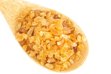 Close up brown sugar gravel isolate on white background