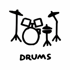 Drum kit freehand illustration