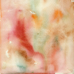 Watercolor illustration, texture. Transition, infusion of color, spreading. Red, ocher