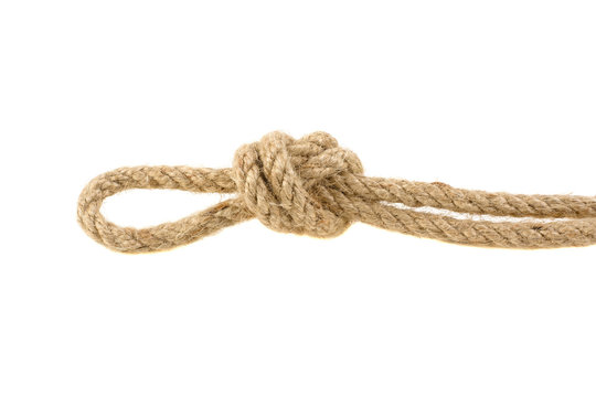 Knot Of Linen Rope Wicker On White Background