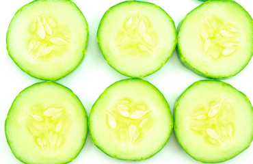 Cucumber slice on white background