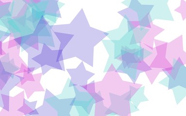 Multi Colored translucent stars on a white background. Red tones. 3D illustration