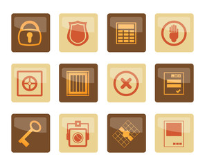 Security and Business icons over brown background - vector  icon set