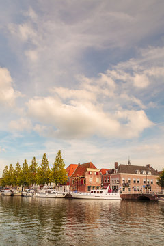 View at the historic harbor of the small city of Weesp