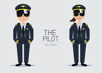 Vector The Pilot Officer with Uniform,Smart style,Cartoon Character design. © Varunyu
