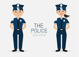 Vector Police Officer with Uniform; Smart style; Cartoon Character design.
