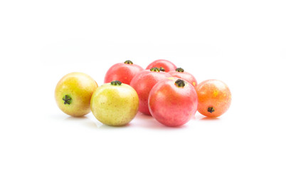 Jamaican cherry,Flacourtia rukam isolated on white background