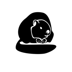 Stylized vector monochrome isolated image of a river beaver