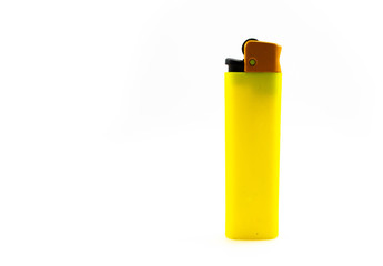 Yellow blank gas lighter isolated on white background