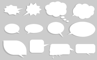 Vector set of stickers of speech bubbles. Blank empty speech bubbles