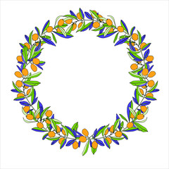 Obraz premium sea-buckthorn berries wreath