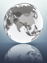 Obraz premium Bhutan on globe