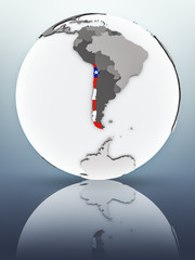 Chile on globe
