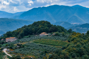 Fototapeta na wymiar hill scenery in Comino Valley Italy