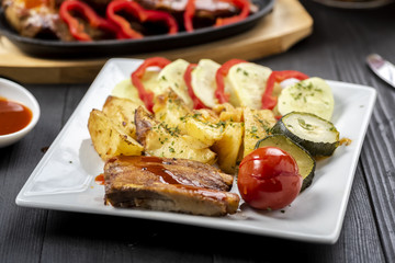 roasted ribs with vegetables