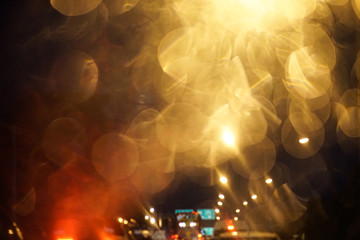 blur traffic on road lights dark background