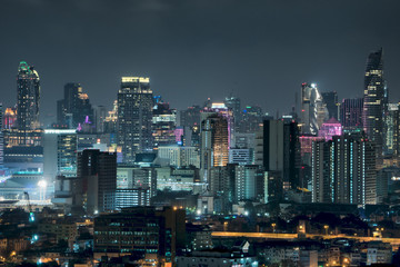 Fototapeta na wymiar Bangkok Cityscape, Business district with high building at dusk (Bangkok, Thailand)
