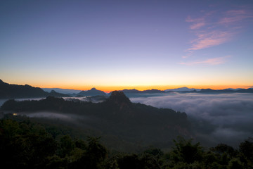 View point,Mist,Morning light,Sun rise,at Baan Ja Bo,Mae Hong Son,Thailand.Beautiful views.